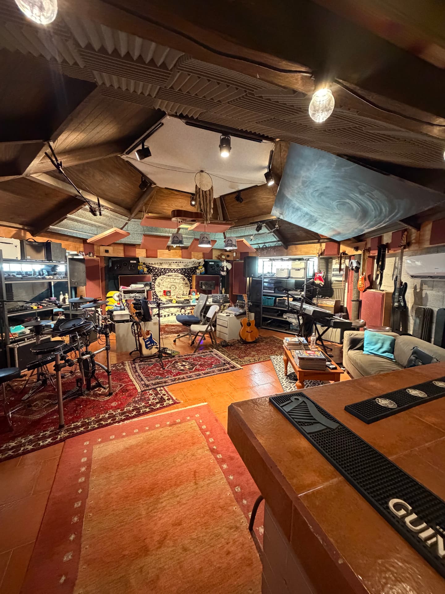 Wide view of the rehearsal room from the bar
